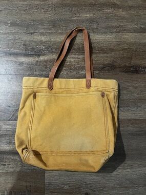 Madewell Transport Canvas Tote with Leather Handles - Mustard Yellow